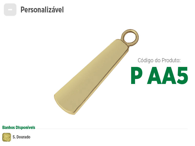 Puxador plano e arrojado para zíperes metálicos, sintéticos ou plásticos. Puxador moderno, sofisticado e com opção de banho dourado.