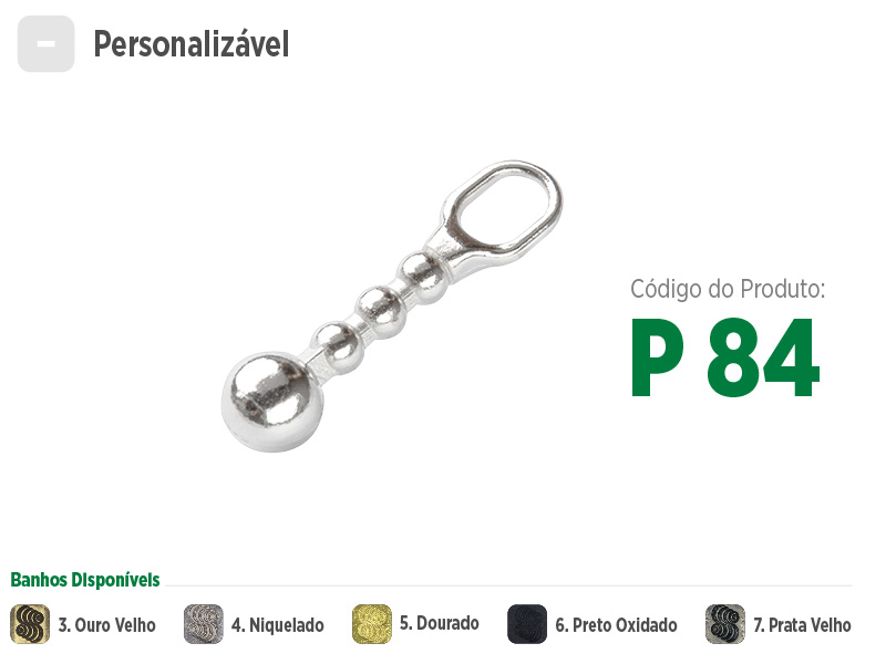 Puxador pequeno e delicado com bolinhas para zíperes metálicos, sintéticos ou plásticos. Puxador moderno, sofisticado e com opções de banho: ouro velho, niquelado, dourado, preto oxidado e prata velho.