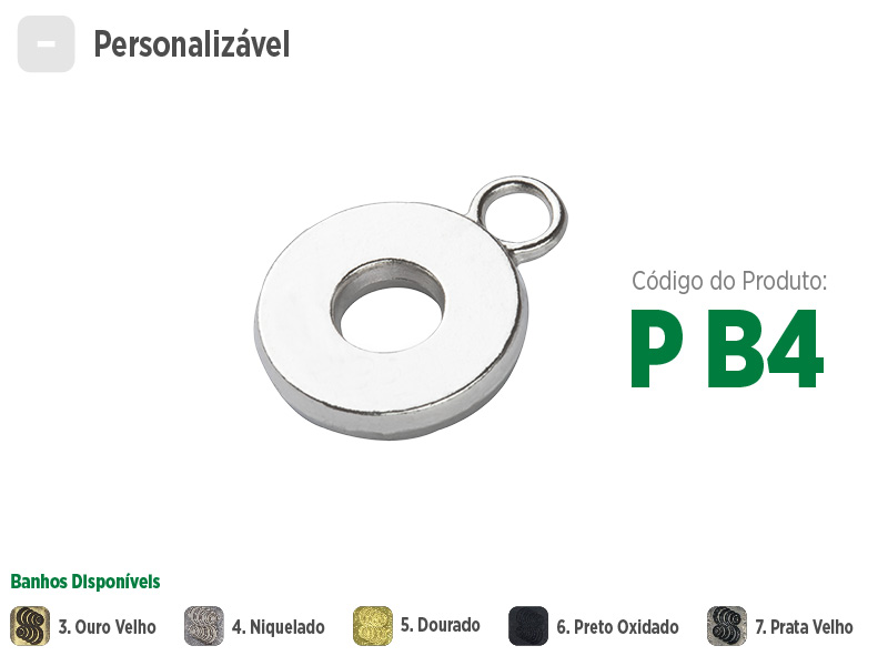 Puxador arredondado para zíperes metálicos, sintéticos ou plásticos. Puxador moderno, sofisticado e com opções de banho: ouro velho, niquelado, dourado, preto oxidado e prata velho.