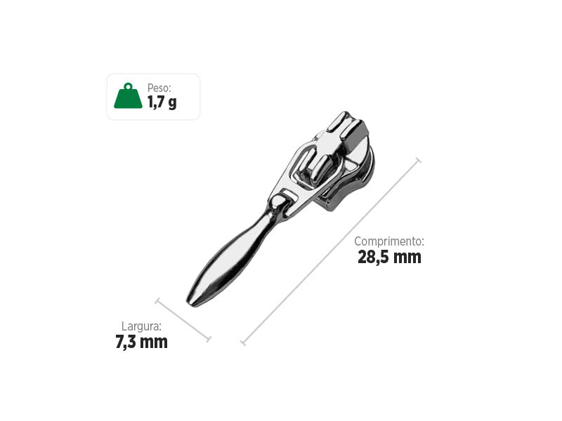 Deslizador SR32I4 SANCRIS para zíper invertido fino, zíper reversível fino, zíper invisível fino.