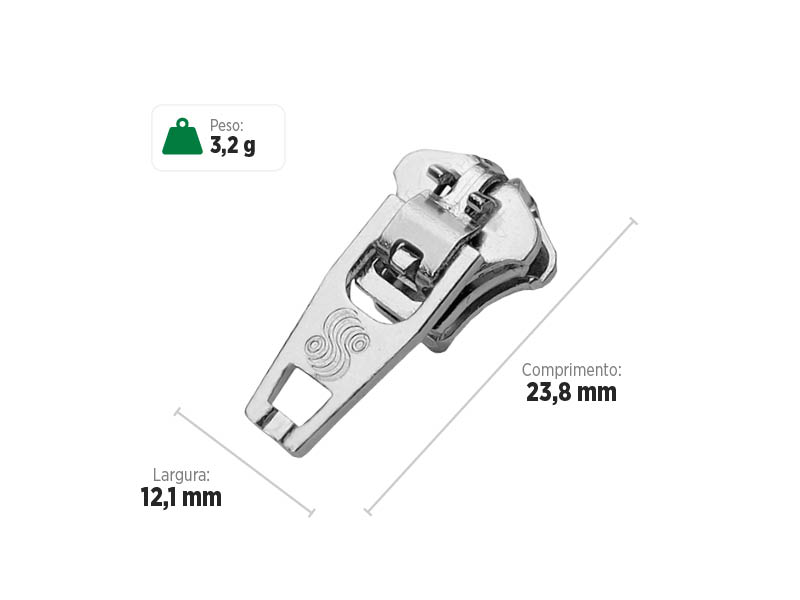 Deslizador M5314 SANCRIS para zíper metálico Zíper metálico grosso, zíper de braguilha, zíper de vista ou zíper decorativo.