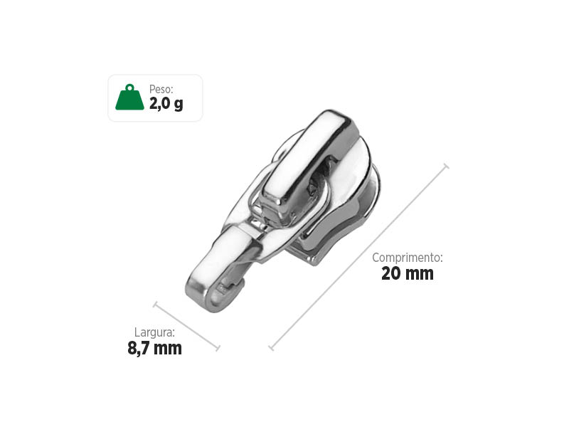Deslizador S5604 SANCRIS para zíper sintético 5 Standard, Zíper de nylon grosso, zíper comum grosso, zíper simples grosso.