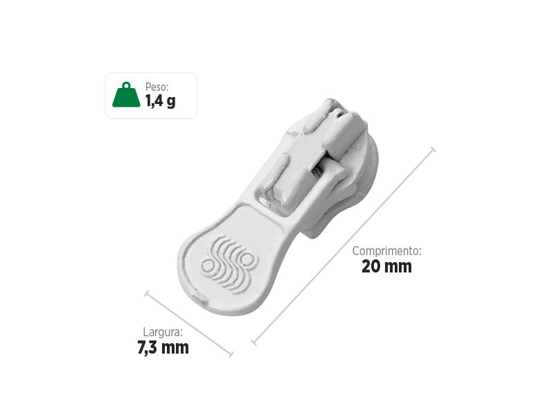 Deslizador S3251K SANCRIS para zíper sintético fino, Zíper de nylon fino, zíper comum fino, zíper simples fino.