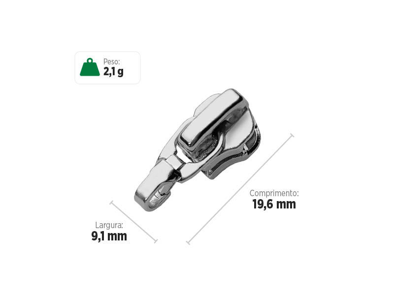 Deslizador M3604 SANCRISpara zíper metálico médio, zíper de braguilha, zíper de vista ou zíper decorativo.