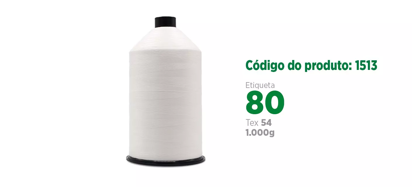 Linha de Poliéster Alta Tenacidade Matelassê para costura industrial (linha para processos de matelar), etiqueta 80, tex 54, 1.000g SANCRIS.