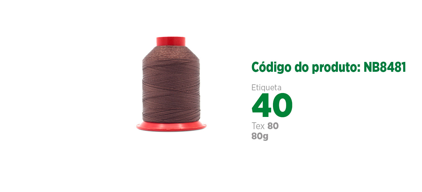 Linha de Nylon Bonderizado para costura industrial (linha de calçado ou linha para couro), etiqueta 40, tex 80, 80g SANCRIS.