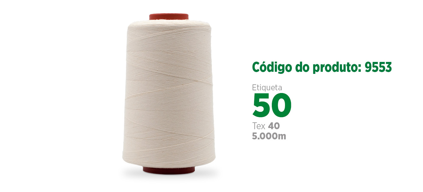 Linha de Algodão para costura industrial (linha para tingir ou linha pt), etiqueta 50, tex 40, 5 mil jardas SANCRIS