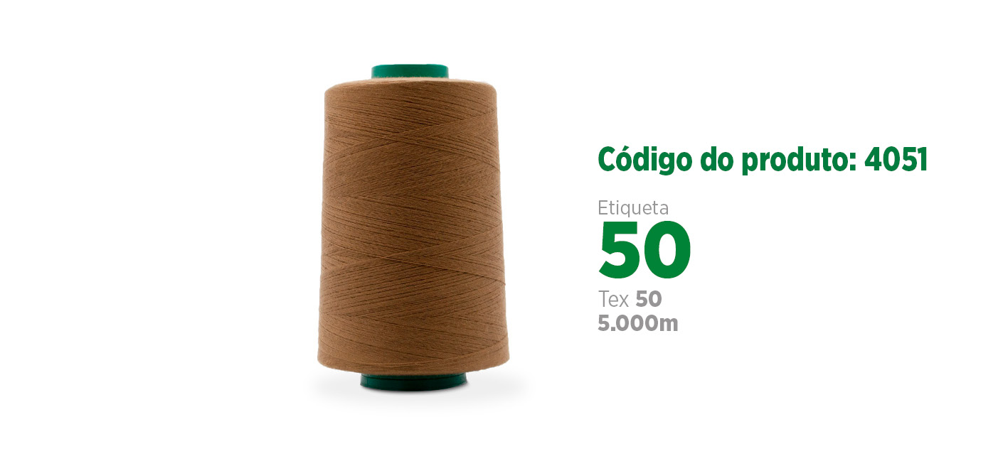 Linha de Poliéster Fiado para Pesponto em tecidos pesados (linha grossa ou pesponto), etiqueta 50, tex 50, 5 mil jardas SANCRIS.