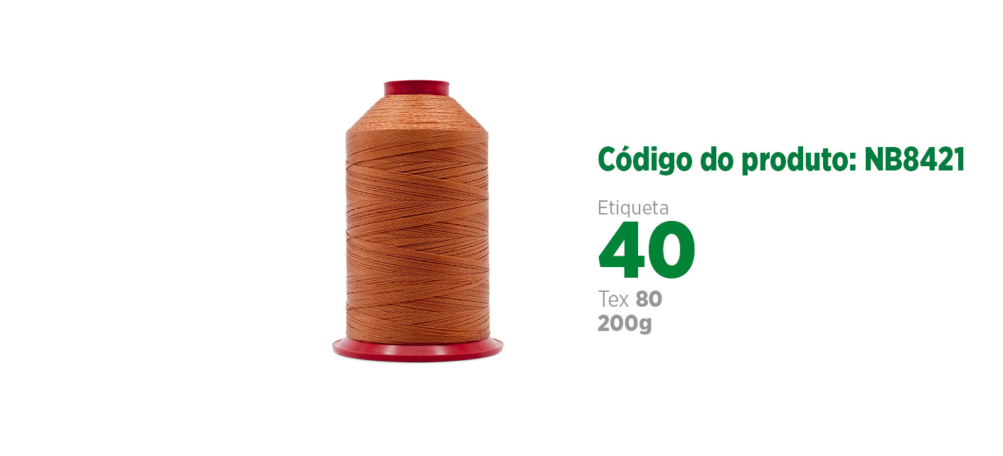 Linha de Nylon Bonderizado para costura industrial (linha de calçado ou linha para couro), etiqueta 40, tex 80, 200g SANCRIS.