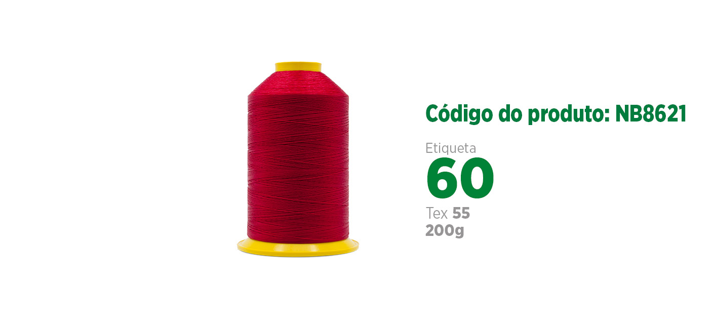 Linha de Nylon Bonderizado para costura industrial (linha de calçado ou linha para couro), etiqueta 60, tex 55, 200g SANCRIS.