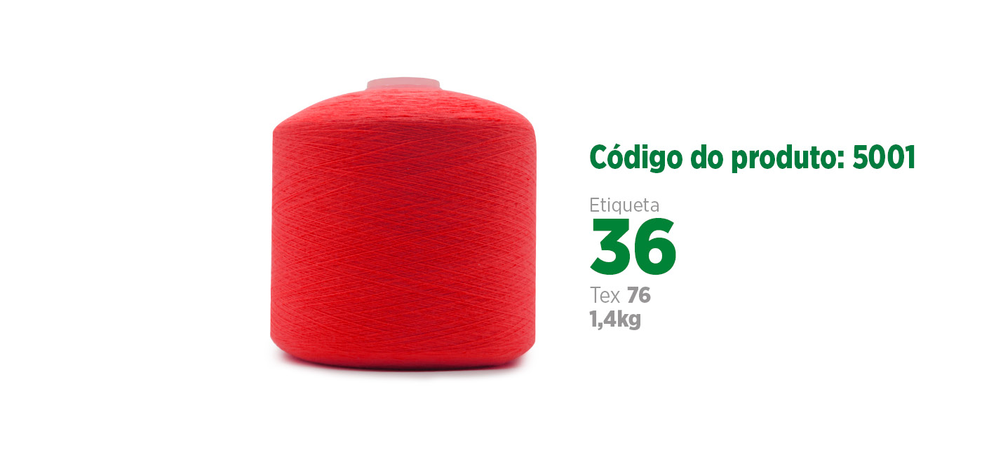 Linha de Poliéster Fiado para Pesponto em tecidos pesados (linha grossa ou pesponto), etiqueta 36, tex 76, 1.4Kg SANCRIS.