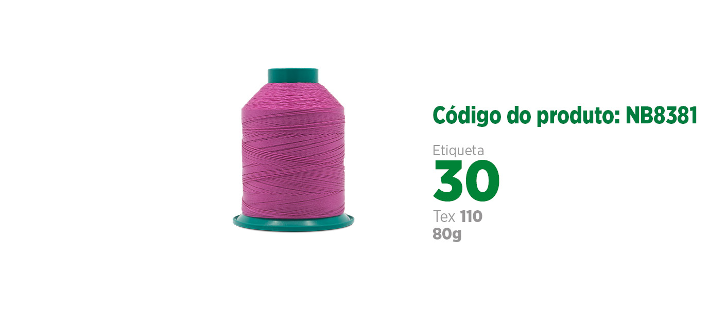 Linha de Nylon Bonderizado para costura industrial (linha de calçado ou linha para couro), etiqueta 30, tex 110, 80g SANCRIS.