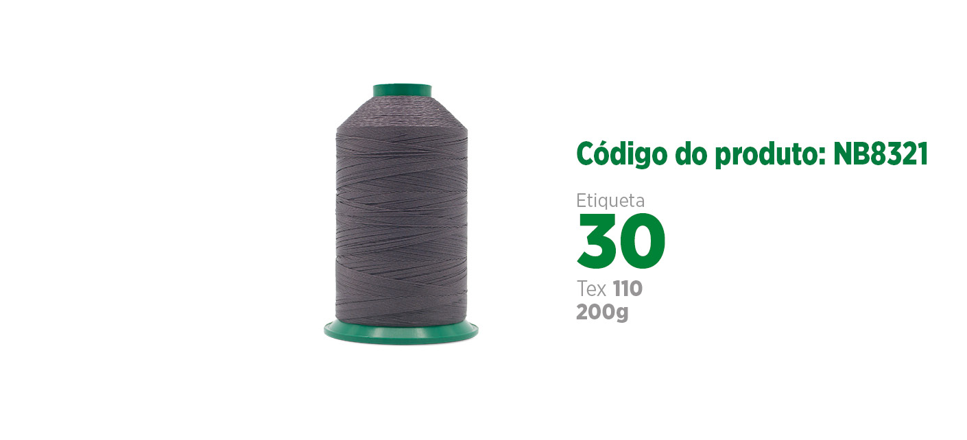  Linha de Nylon Bonderizado para costura industrial (linha de calçado ou linha para couro), etiqueta 30, tex 110, 200g SANCRIS.