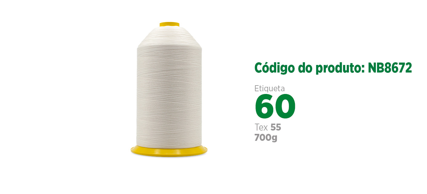 Linha de Nylon Bonderizado para costura industrial (linha de calçado ou linha para couro), etiqueta 60, tex 55, 700g SANCRIS.