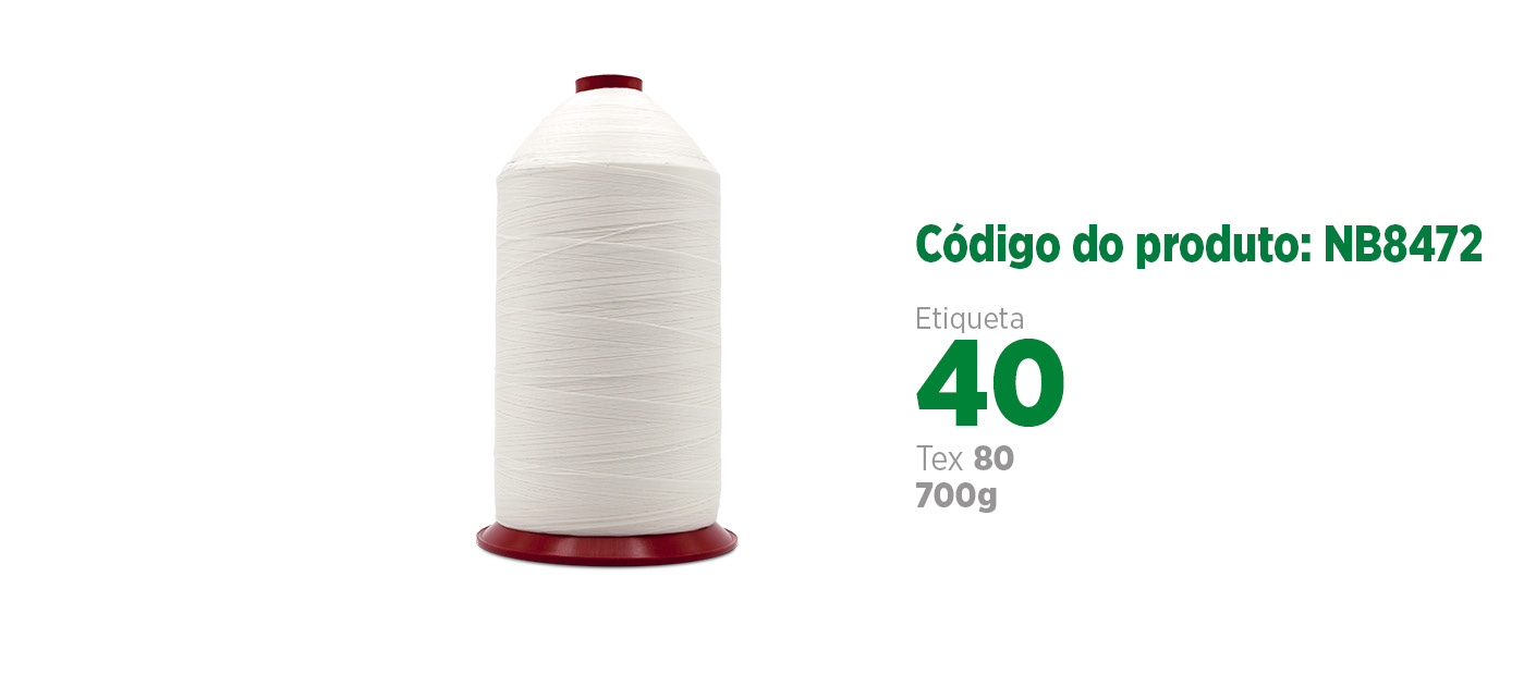 Linha de Nylon Bonderizado para costura industrial (linha de calçado ou linha para couro), etiqueta 40, tex 80, 700g SANCRIS.