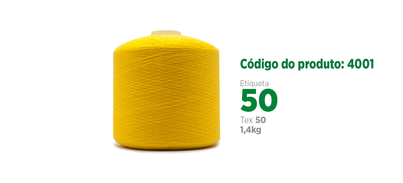 Linha de Poliéster Fiado para Pesponto em tecidos pesados (linha grossa ou pesponto), etiqueta 50, tex 50, 1.4Kg SANCRIS.