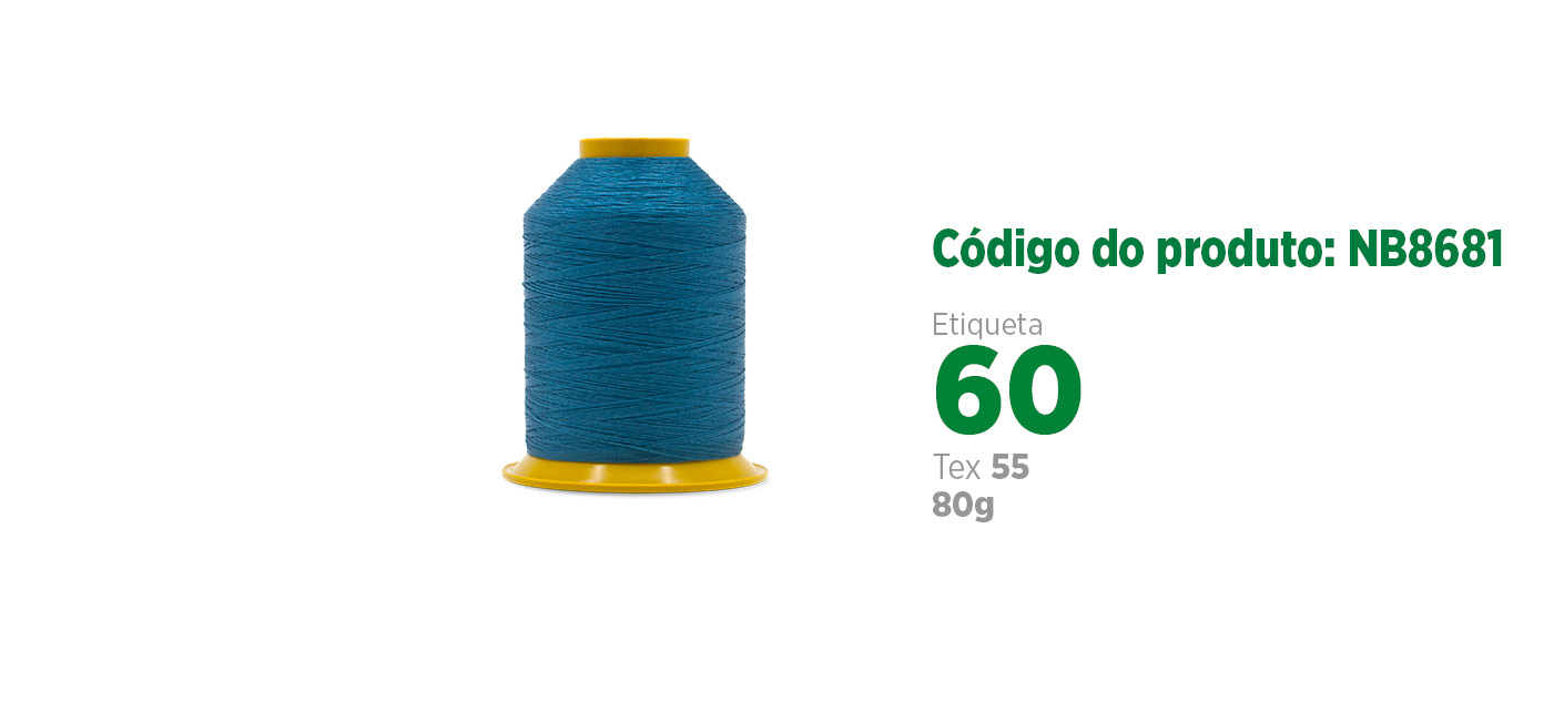 Linha de Nylon Bonderizado para costura industrial (linha de calçado ou linha para couro), etiqueta 60, tex 55, 80g SANCRIS.